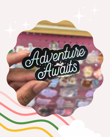 Adventure Awaits, Sticker, Handmade Sticker, Stickers, Die Cuts, Holographic Stickers, Holo Sticker, Planner Stickers, Planner Girls