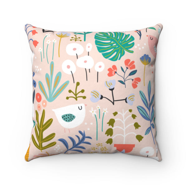 Floral Spun Polyester Square Pillow Case