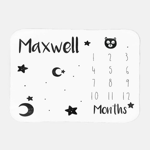 Personalized Baby Monthly Milestone Blanket, Calendar Photo Prop, Track Growth, Age, Watch Me Grow, Simple, Boy, Shower Gift, 30x40 Sherpa