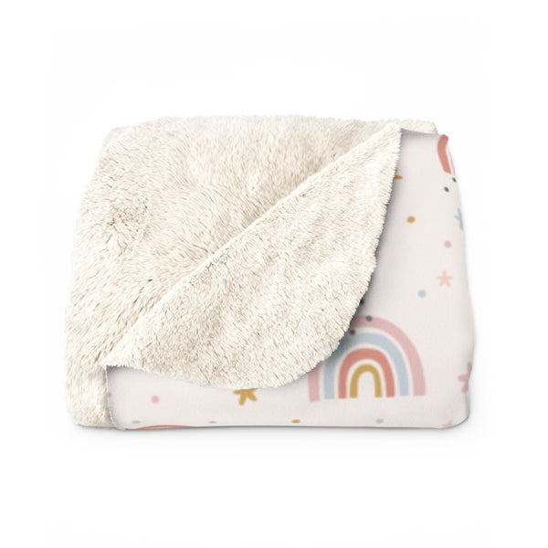 Rainbow Sherpa Fleece Blanket, Scandinavian Print Blanket, Rainbow Print Blanket, Home and Living, Modern Blanket, 50x60 Blanket