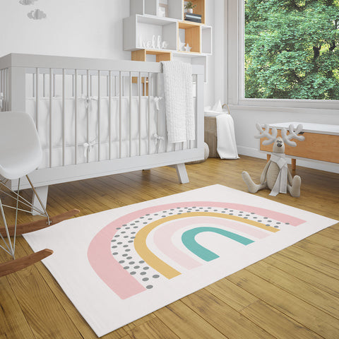 Scandinavian Rainbow Area Rugs, Rainbow Rug, Rainbow Print Area Rug, Nursery Rug, Kids' Rug, Scandi Rainbow Rug, Boho Rainbow Print Rug